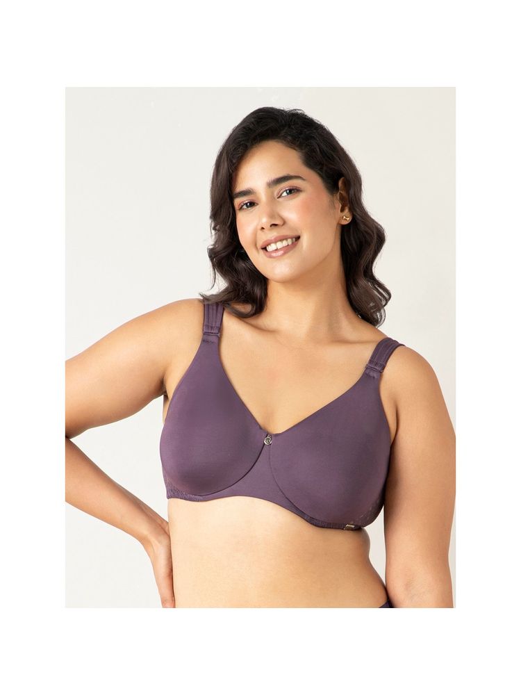 Amante Polyamide Solid Non-Padded Full Cup Underwired Full Figure Bra - Purple-picture-28