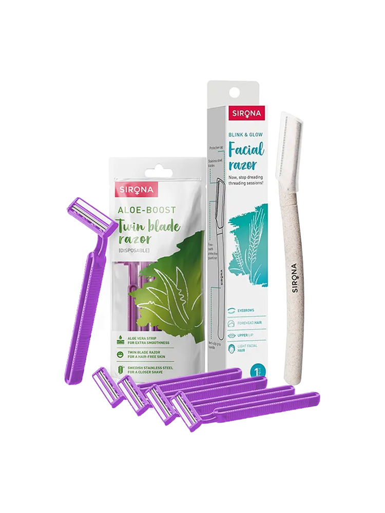 Sirona Blink And Glow Face Razor With Disposable Body Razor Combo