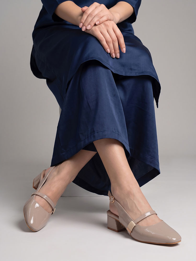 CHINRAAG Women Solid Patent Finish Ankle Strap Stiletto Heels Beige-image-46