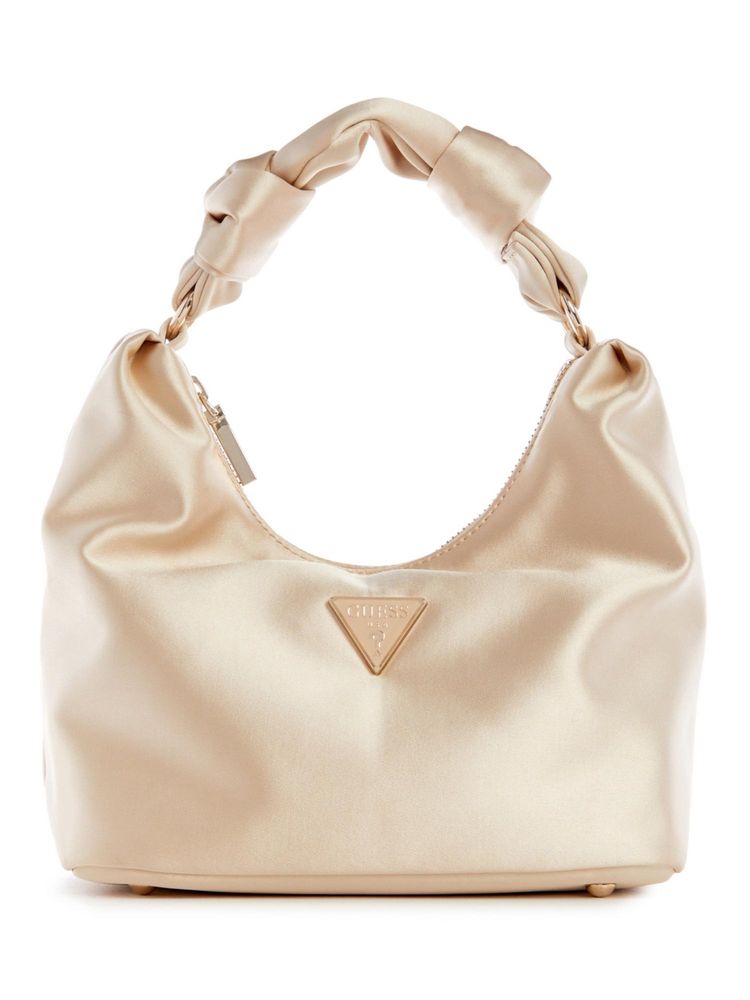 Guess Women Pale Gold Solid Velina Hobo Bag-image-9