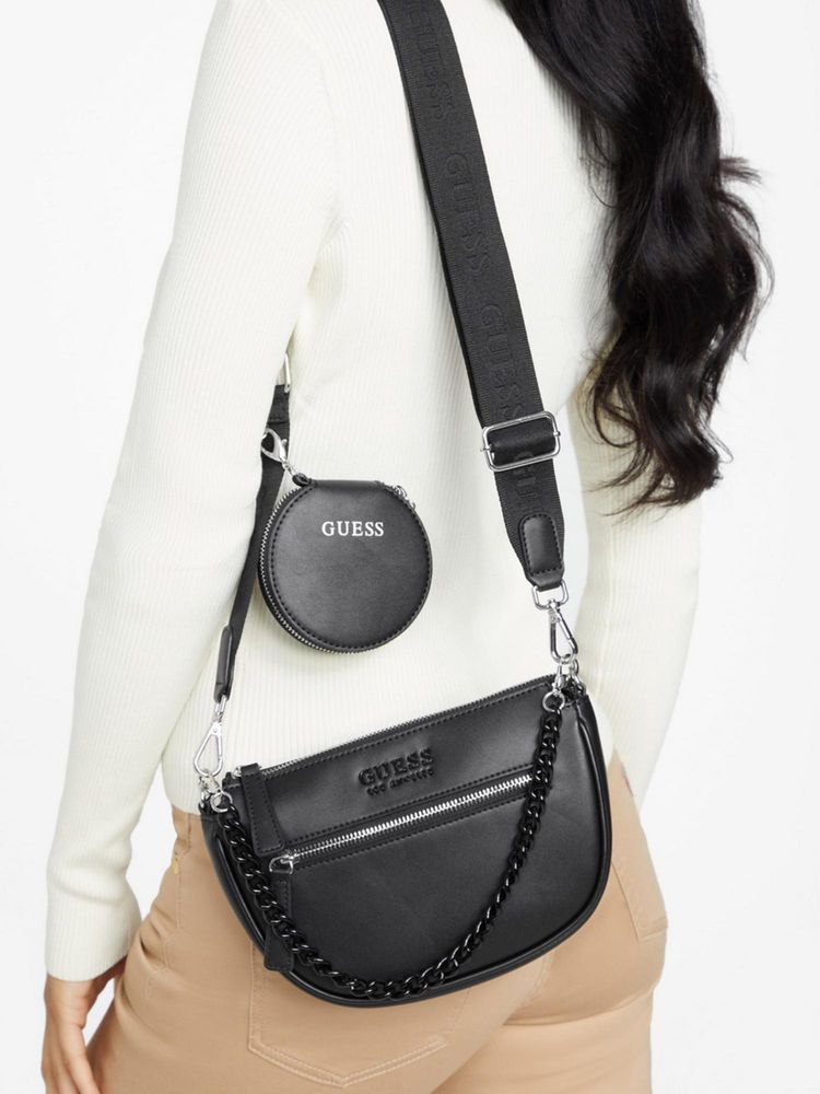 guess fashion Guess Women Black Solid Granby Mini Crossbody Bag With Pouch-picture-12