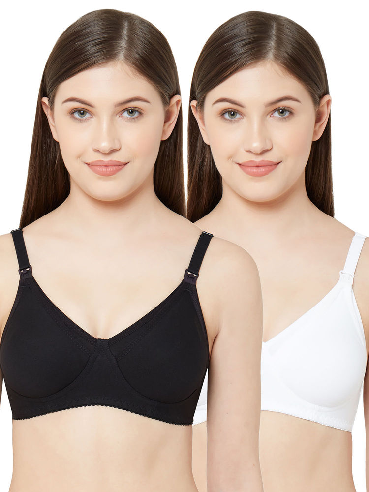 Juliet Womens Non Padded Non Wired Feeding Bra Combo Mold Feed Black White-picture-24