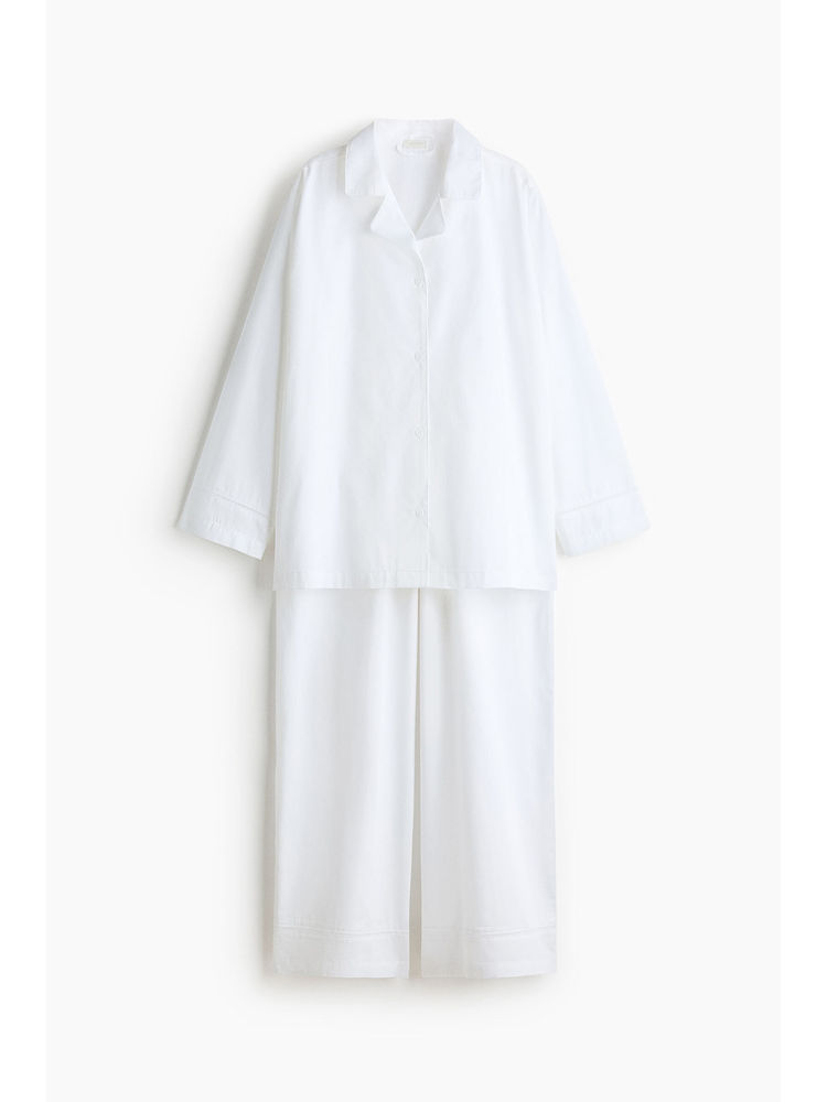 H&M Women White Cotton Sateen Pyjamas-picture-16