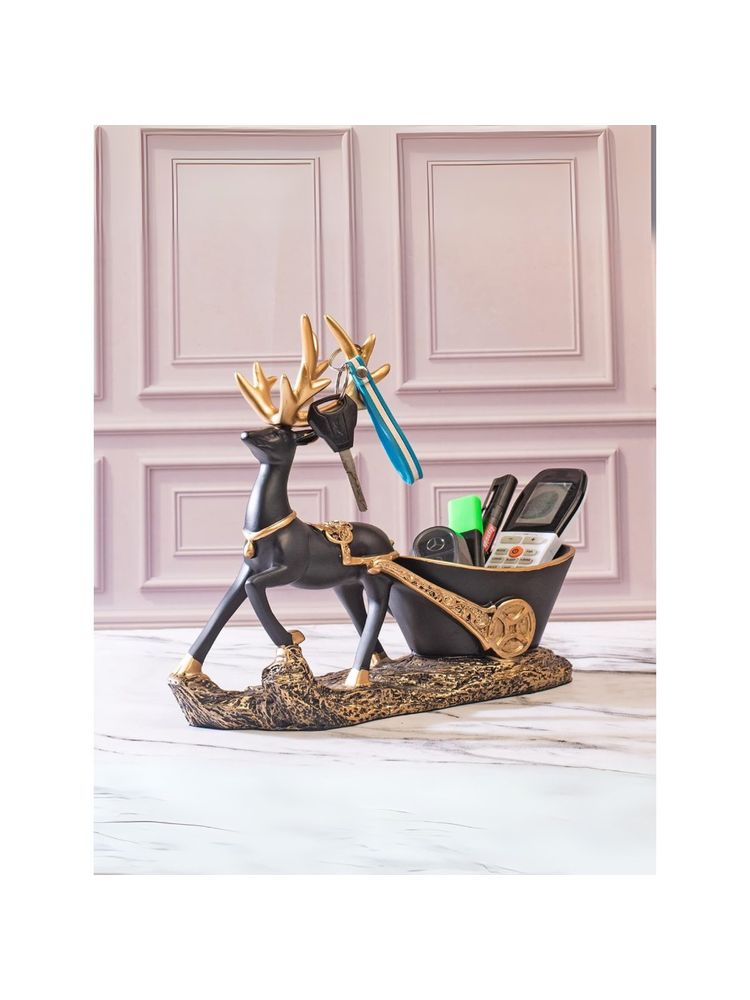 Smokey Cocktail Deer Decorative Organizer, Black-picture-13