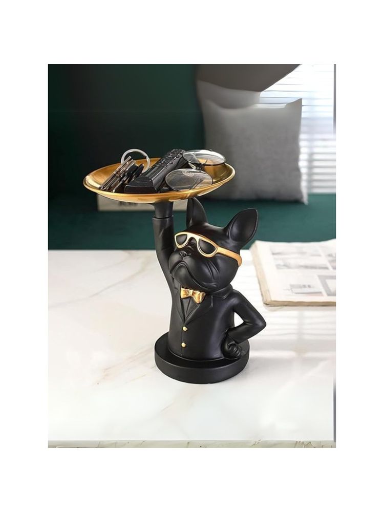 Smokey Cocktail Cute Bulldog Statue Figurines, Black-image-16