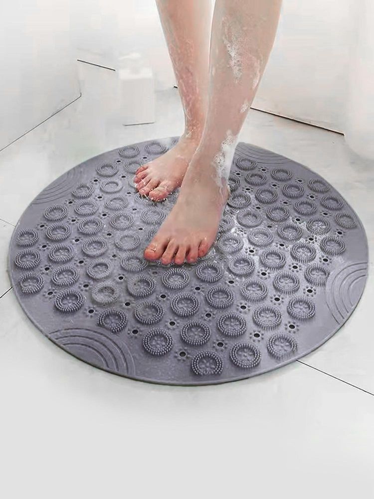 FABINALIV Grey Geometric Anti-Skid PVC Shower Mat with Suction Cups-image-15