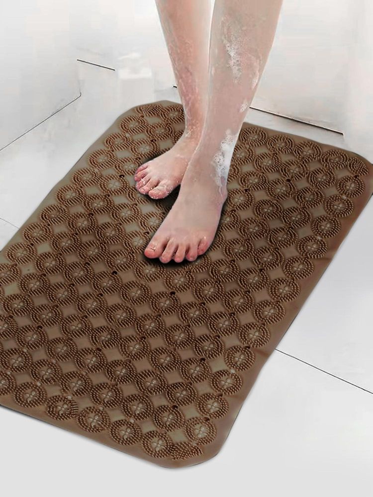 FABINALIV Brown Geometric Anti-Skid PVC Shower Mat with Suction Cups-image-44