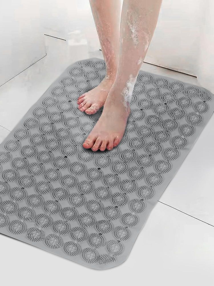 FABINALIV Grey Geometric Anti-Skid PVC Shower Mat with Suction Cups-image-17