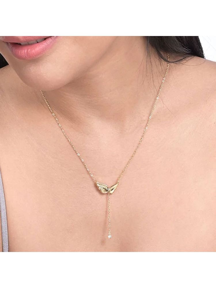 Palmonas Women Angel Wing Dangling Diamond Necklace-picture-20