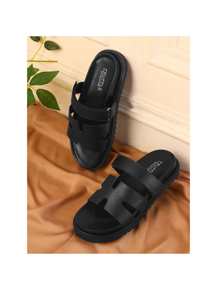 Truffle Collection Black Solid Sandals-image-29