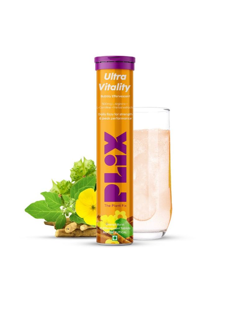 PLIX Ultra Vitality Effervescent for Stamina, Performance & Strength With L-Arginine, Ashwagandha, Safed Musli and Zinc For Men 15 Tablets, Pack of 1 (Orange Burst)-picture-47