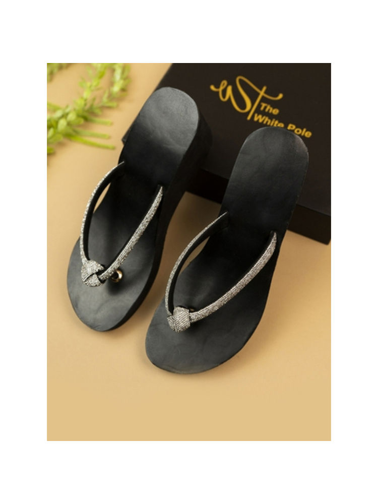 The White Pole Women Black Synthetic Wedges-picture-39