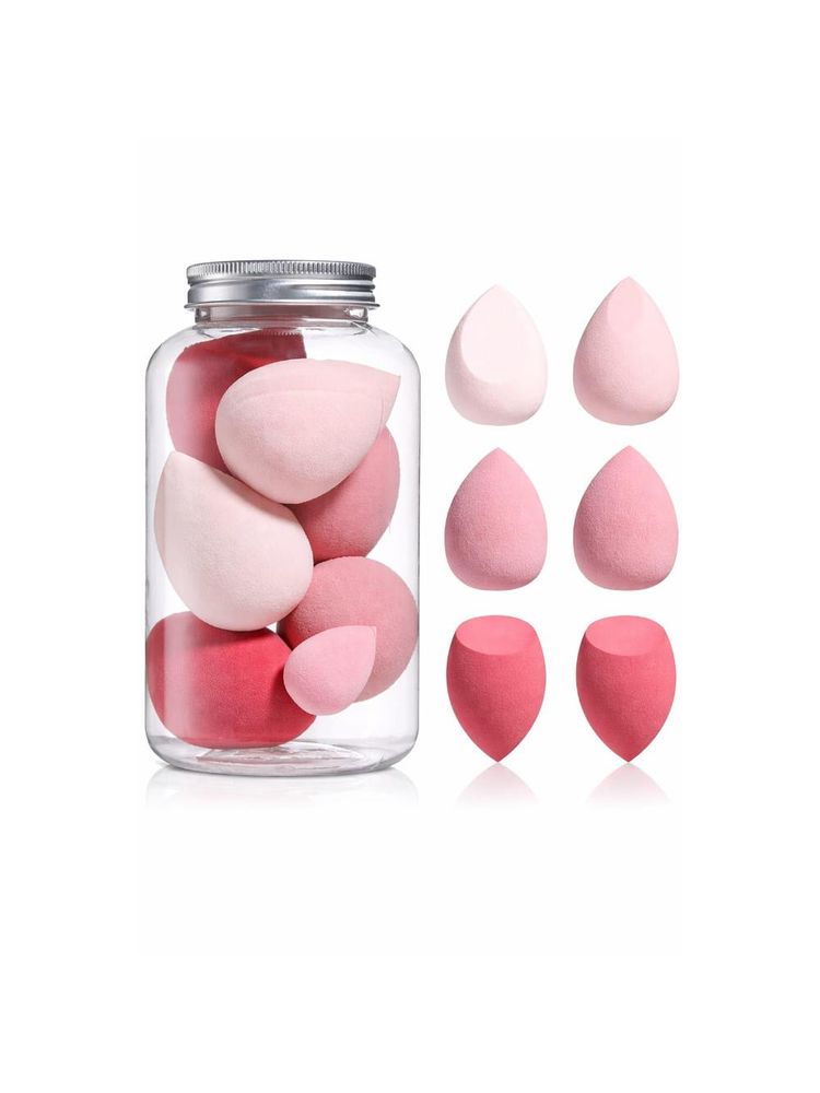 Beautiliss 7 Makeup Sponges In Jar - 4 Full Size & 3 Mini Puffs-picture-27
