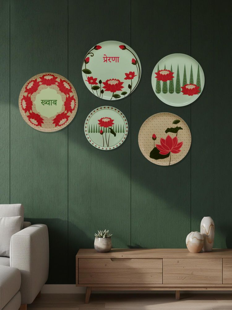 Nestroots Lotus Bloom Metallic Wall Plates (Pack of 5)-image-14