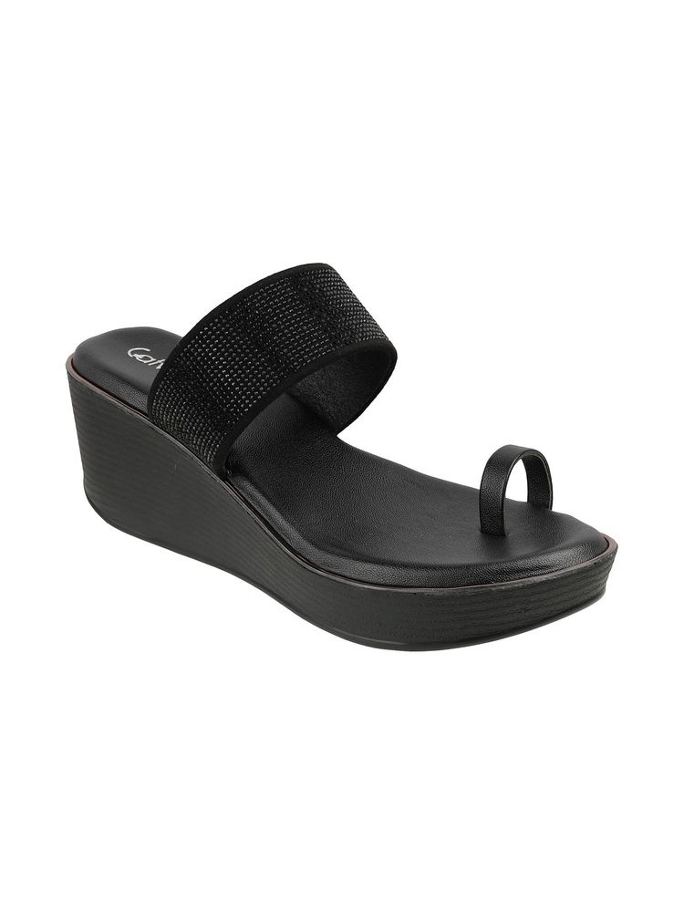 Catwalk Women T-Straps Wedges Heels - Black-image-8
