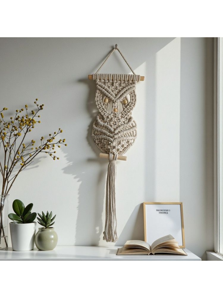 Sun Mun Decors White Premium Macrame Owl Décor-image-43