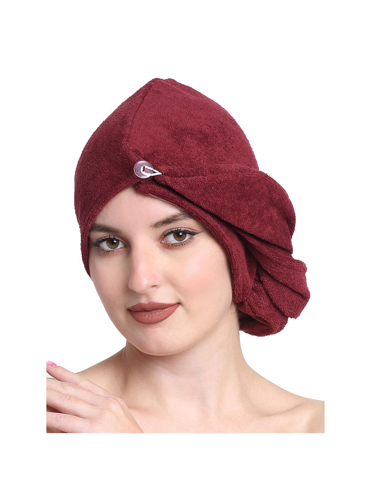 Creeva Wine Luxury Cotton Hair Wrap Towel-image-48