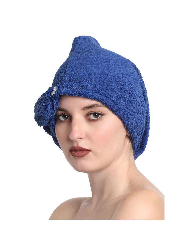 Creeva Blue Luxury Cotton Hair Wrap Towel-picture-13