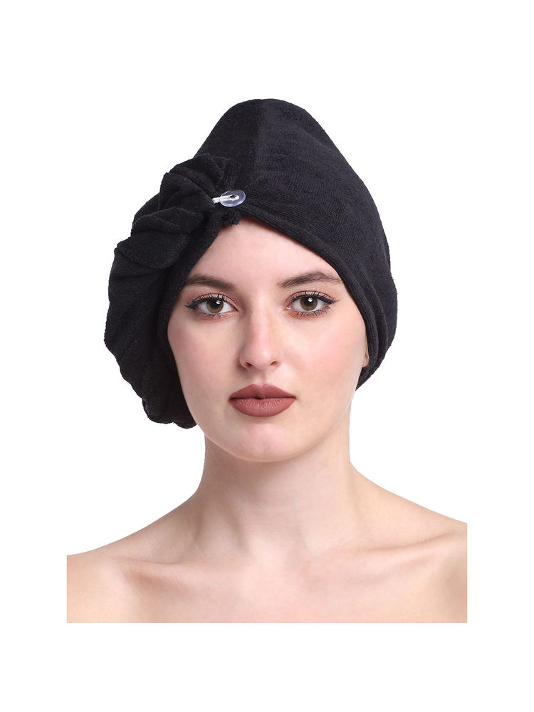 Creeva Black Luxury Cotton Hair Wrap Towel