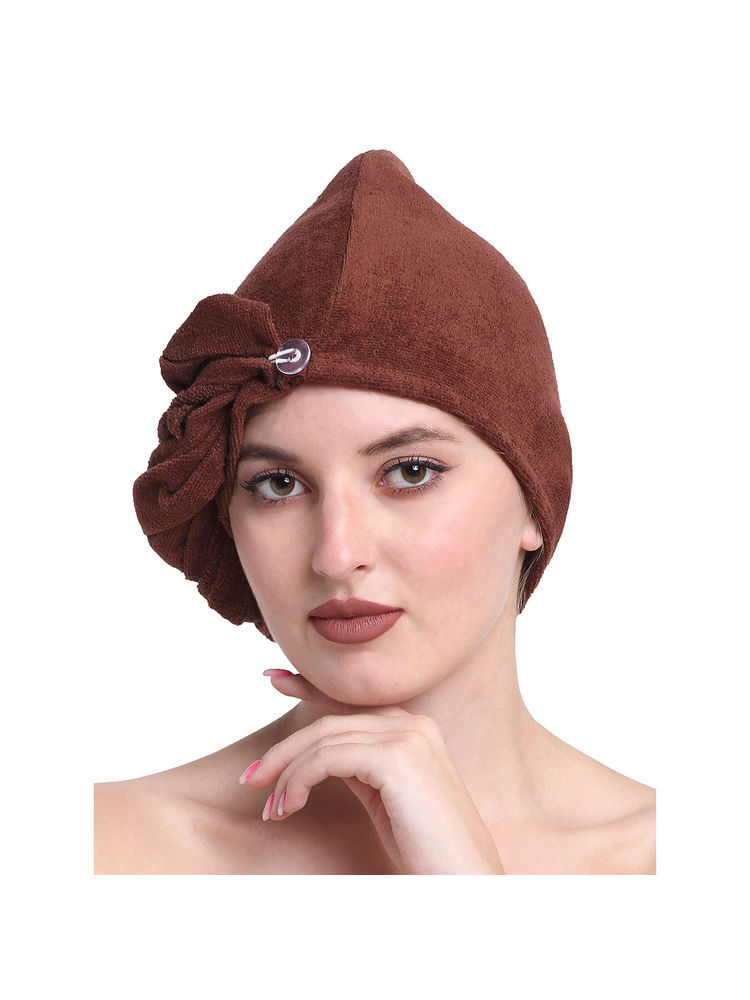 Creeva Brown Luxury Cotton Hair Wrap Towel-picture-16