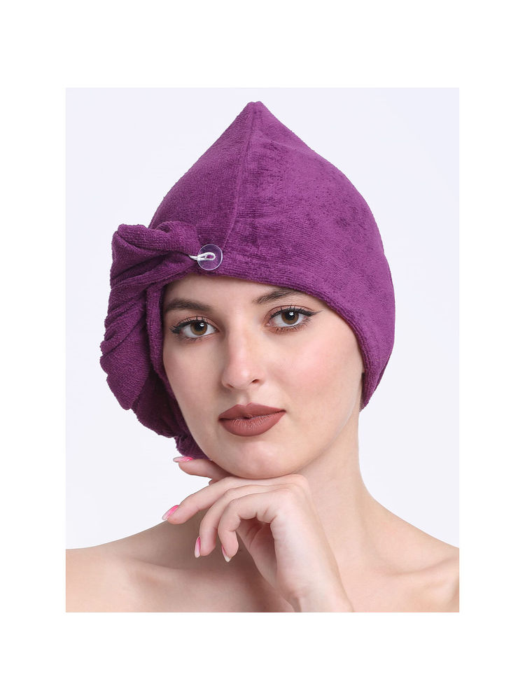 Creeva Purple Luxury Cotton Hair Wrap Towel-picture-13