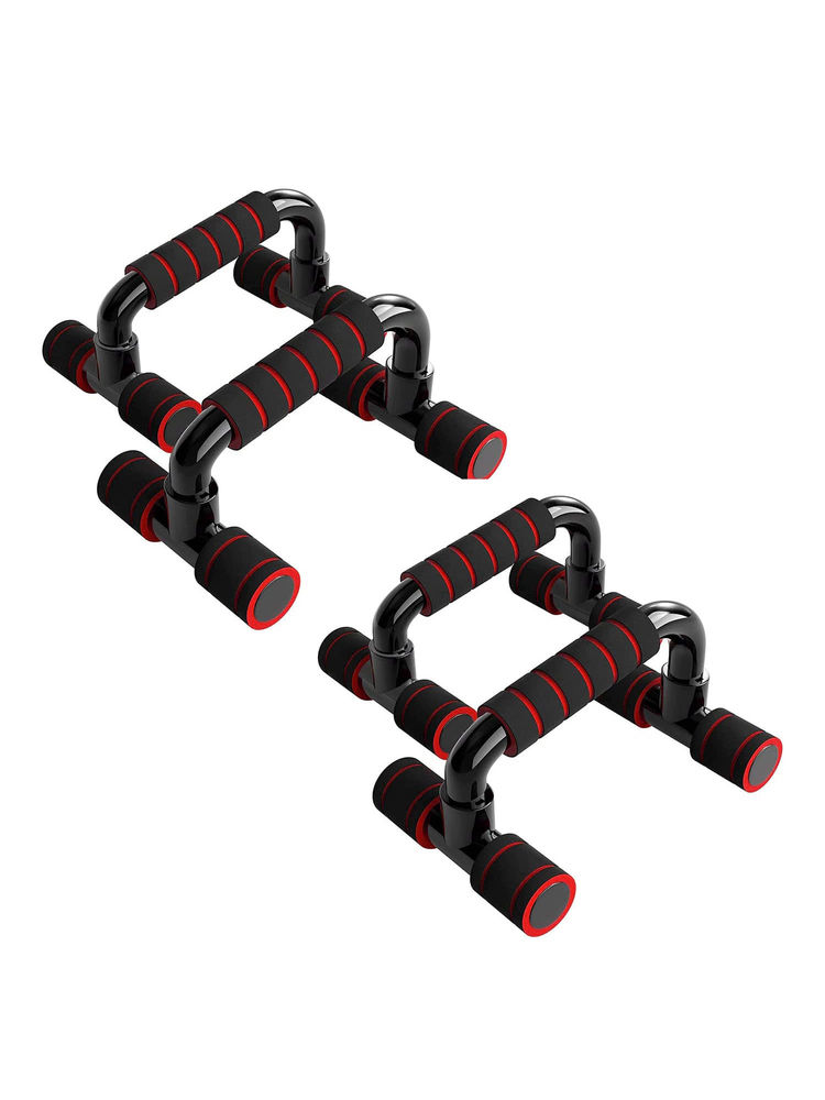 Strauss Pack of 2 Black & Red Moto Push up Bar