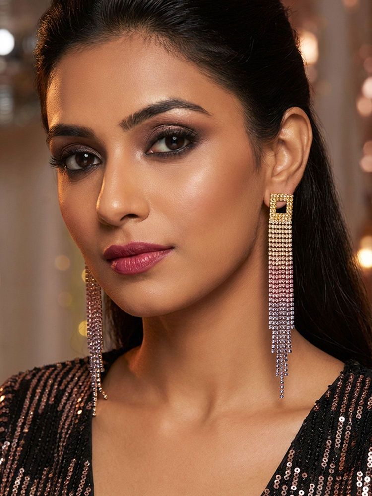 Niscka Waterfall Rhinestone Earrings-image-5