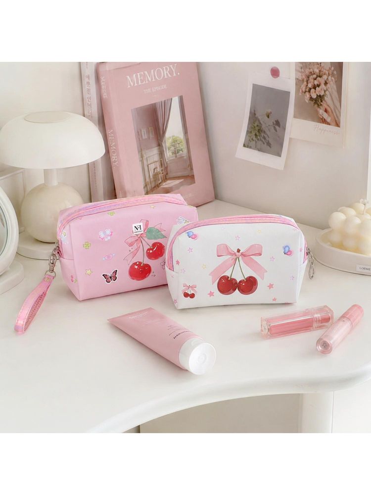 NFI Essentials Pink Cherry Print Makeup Pouches (Pack Of 2) (L)-image-28