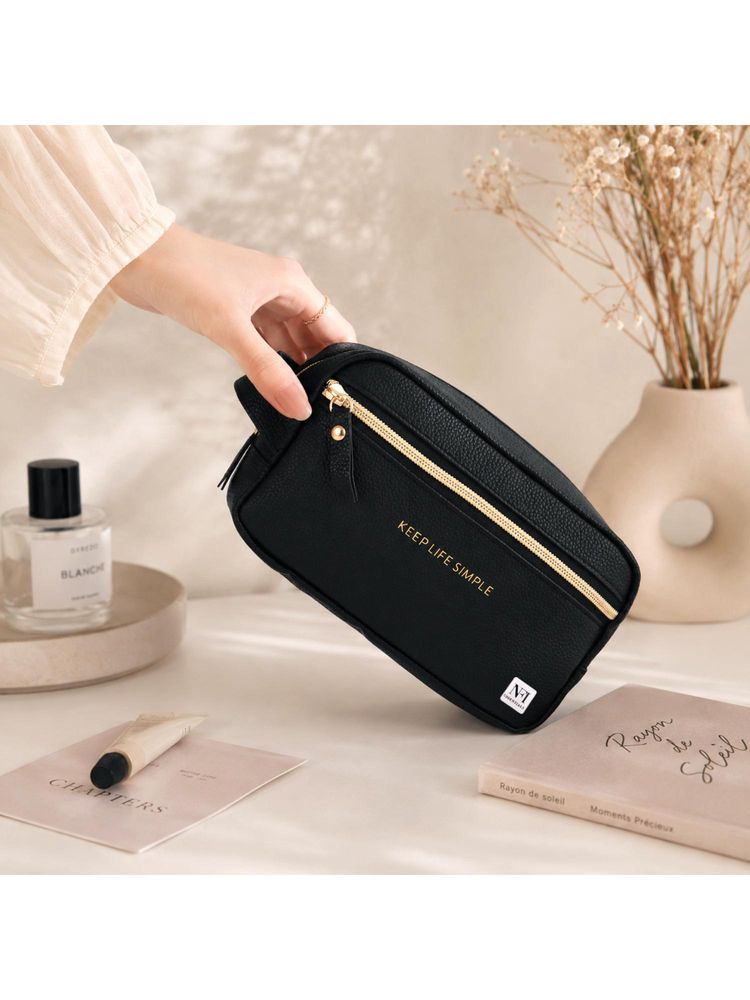 NFI Essentials Womens Black Multipurpose Vanity Storage Toiletry Makeup Organizer Pouch (M)-image-4