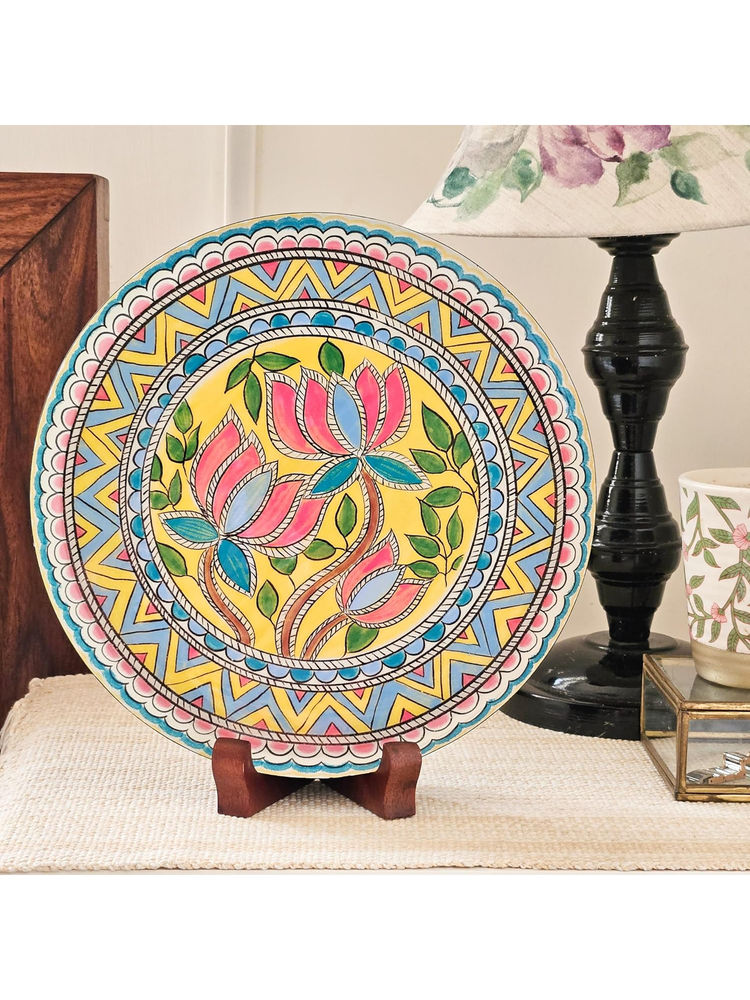 Ritualistic Metal Lotus Single Wall Plate For Home Decoration With Stand Of 10 Inch-image-30