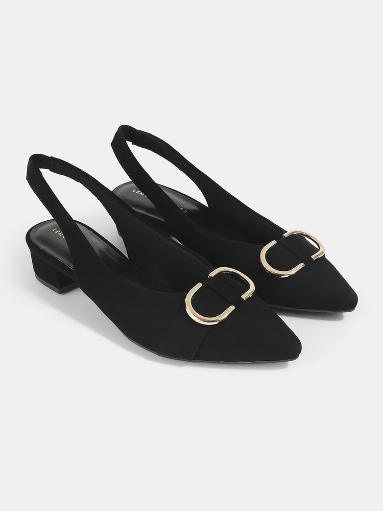 Lemon & Pepper Block Heel Slingback Sandals Heels-image-33