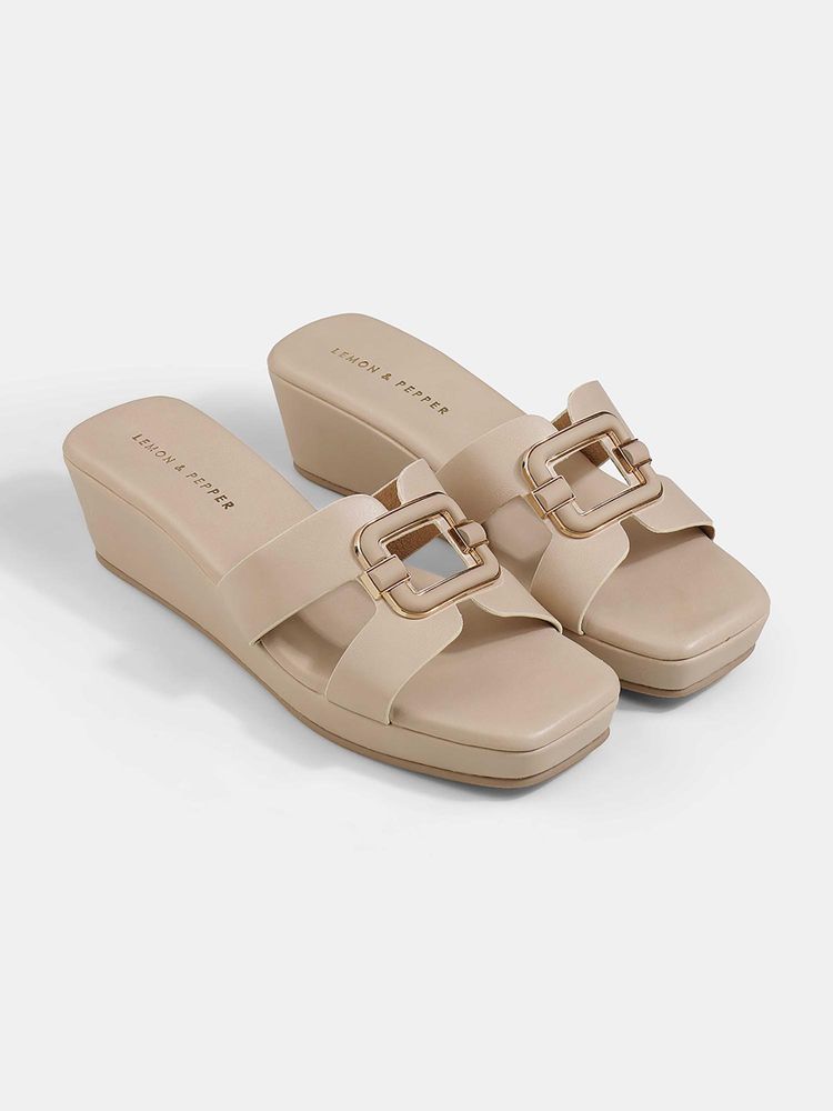 Lemon & Pepper Beige Wedge Heels-picture-25