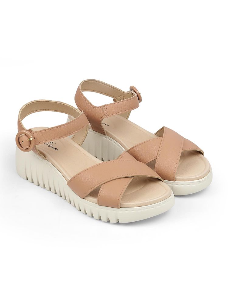 MODARE Nude Casual Wedges Heels-image-28