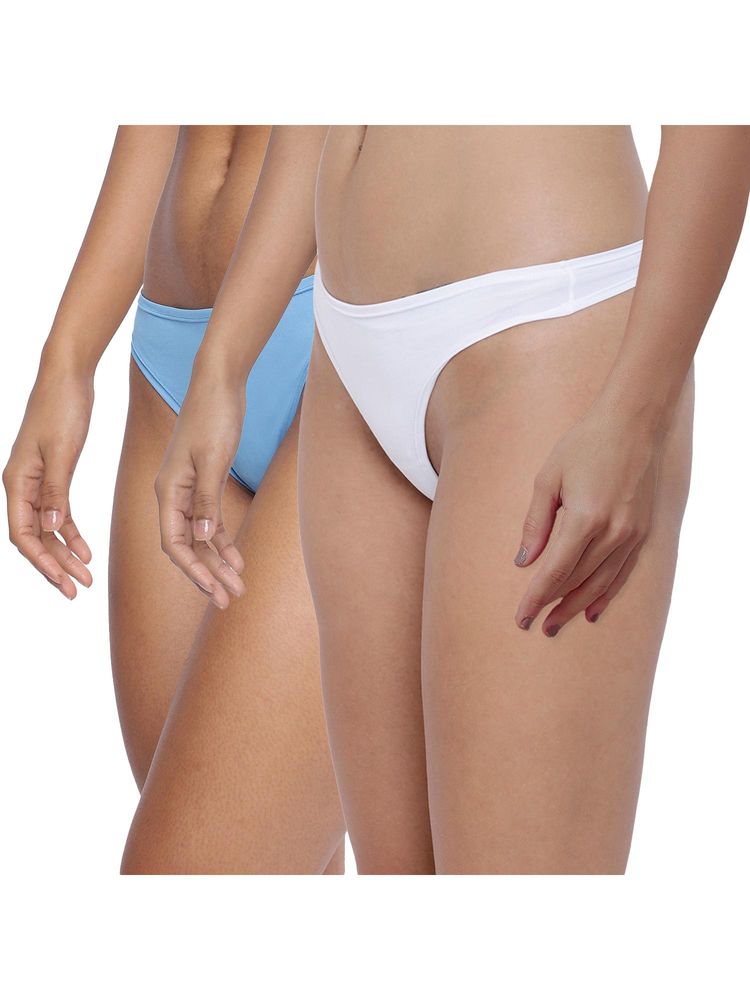 BASIICS by La Intimo Womens Multi-Color Spiffy Semiseamless Thongs (Pack of 2)-image-17