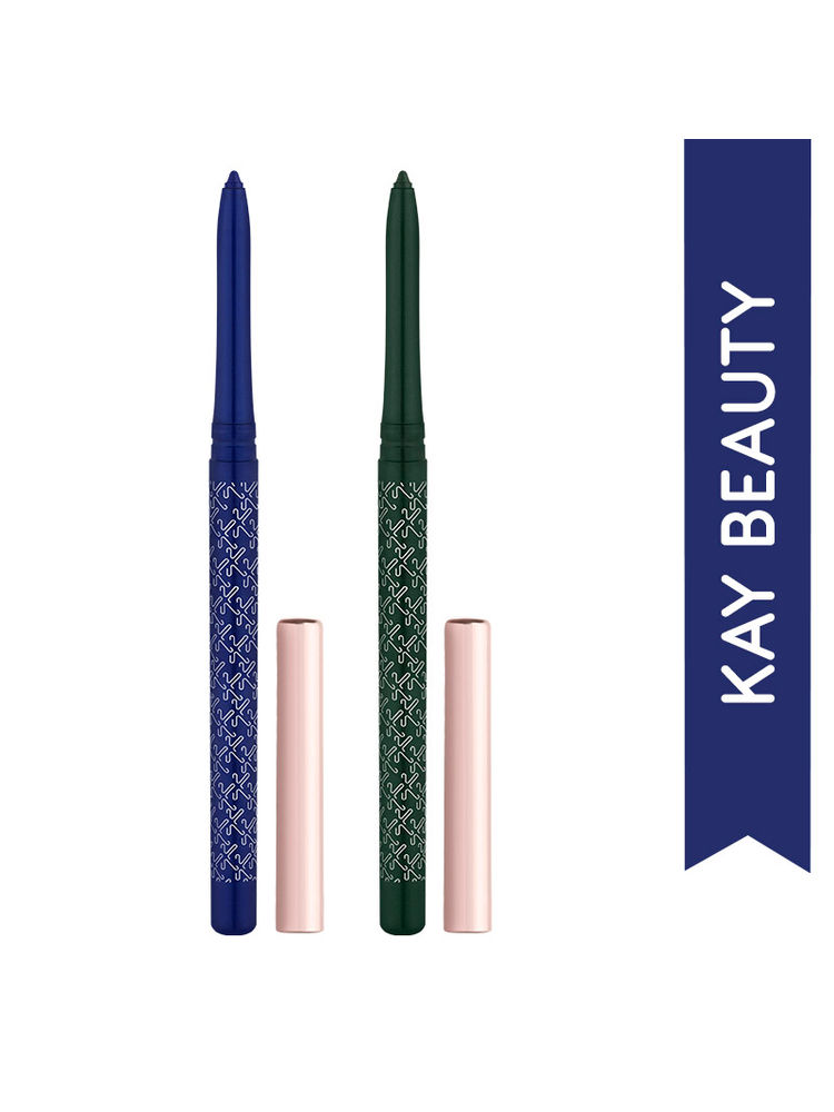 Kay Beauty 24 Hr Coloured Matte Kajal Combo - Blue & Green
