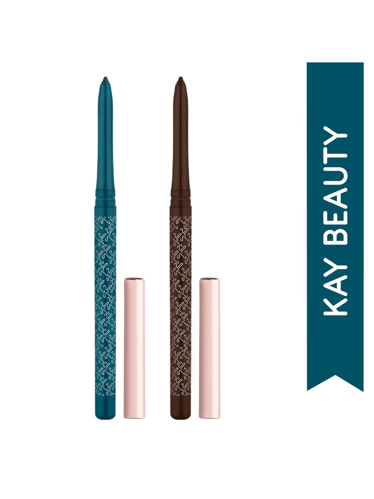 Kay Beauty Dreamy Matte Eye Look With 24hr Coloured Matte Kajals - Teal & Brown