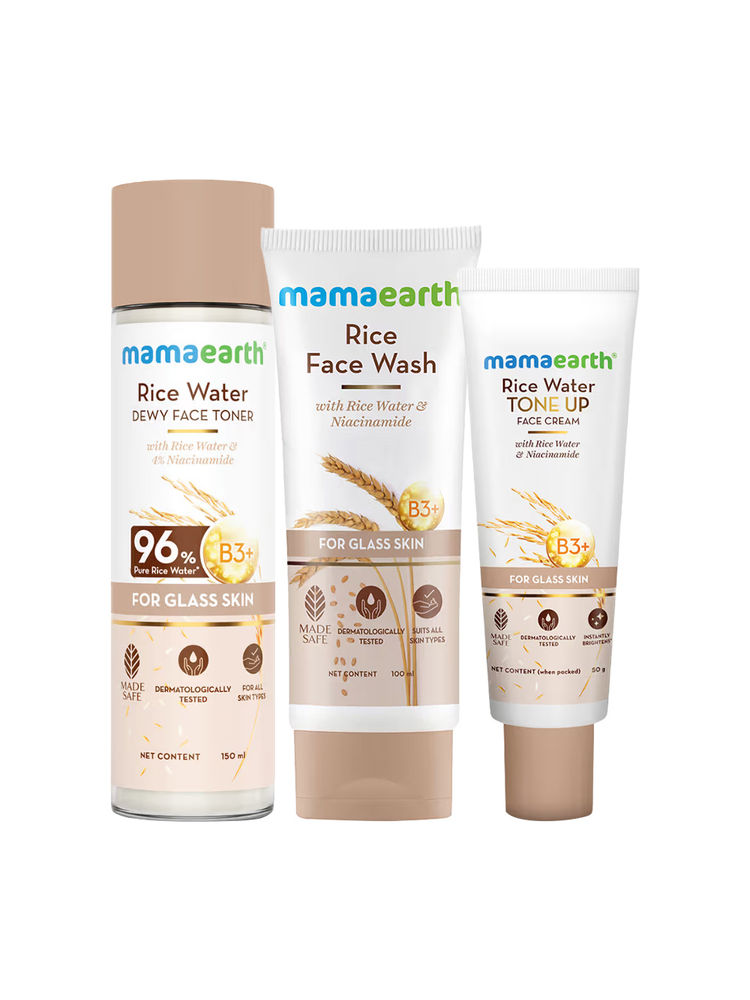 Mamaearth Glow Set with Rice water & Niacinamide:Face Wash,Toner & Cream for Even Skin tone-image-2