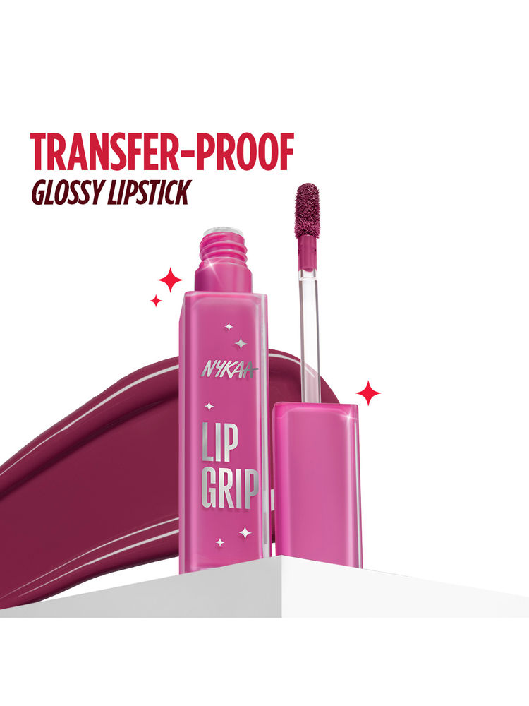 nykaa cosmetics Nykaa Lip Grip No-Transfer Gloss Intense Shine Liquid Lipstick Lasts Upto 16Hrs-picture-10