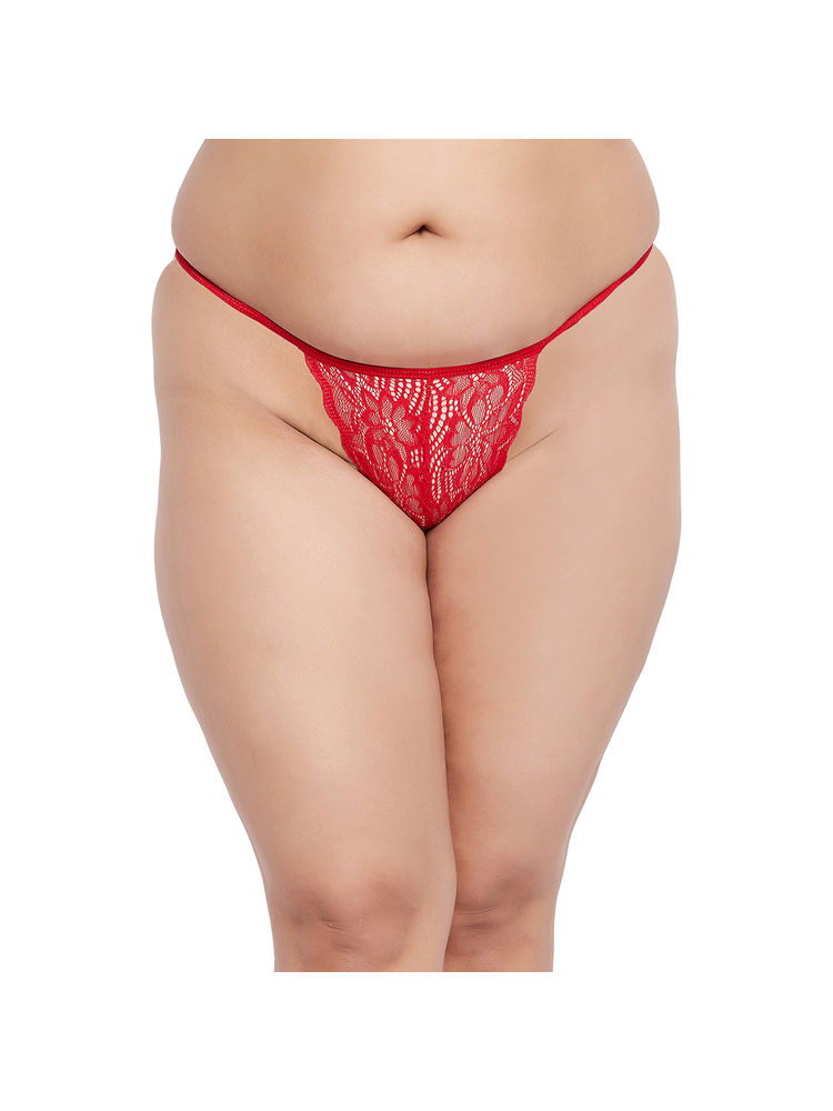 Secrets By ZeroKaata Plus Size Women Self Design Lace Thong Briefs Red-picture-14