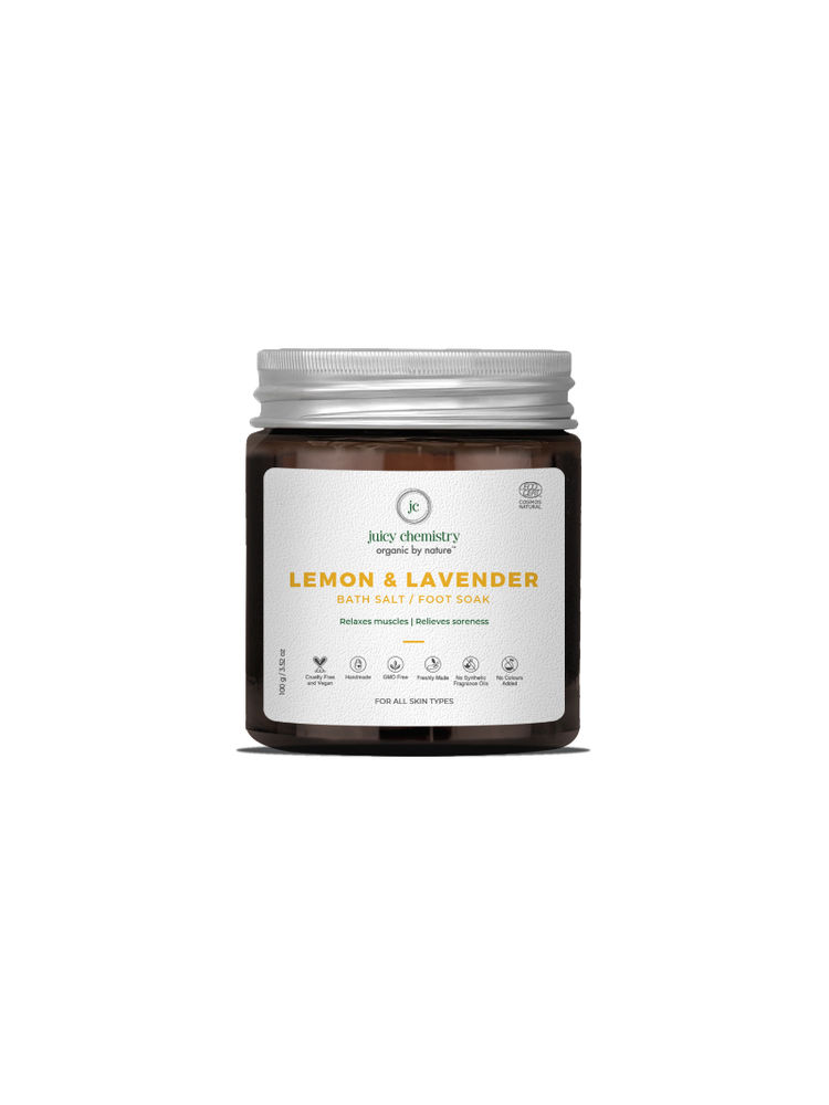 Juicy Chemistry Lemon & Lavender Bath Salt & Foot Soak- For Relaxation and Pian Relief