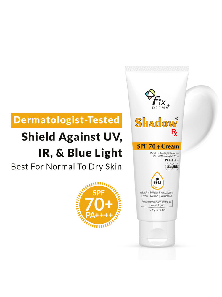 Fixderma Shadow Rx Sunscreen SPF 70+ Cream For Dry Skin Acne Prone