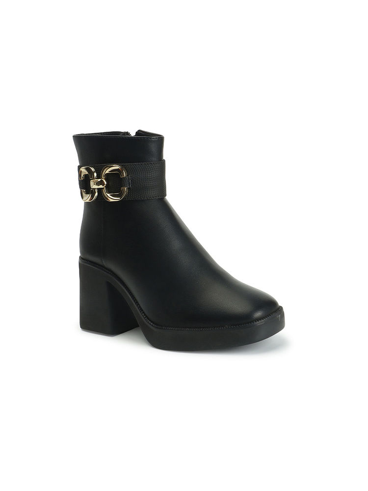 ELLE Womens Fashionable Black Color Solid Comfortable Boots-picture-26