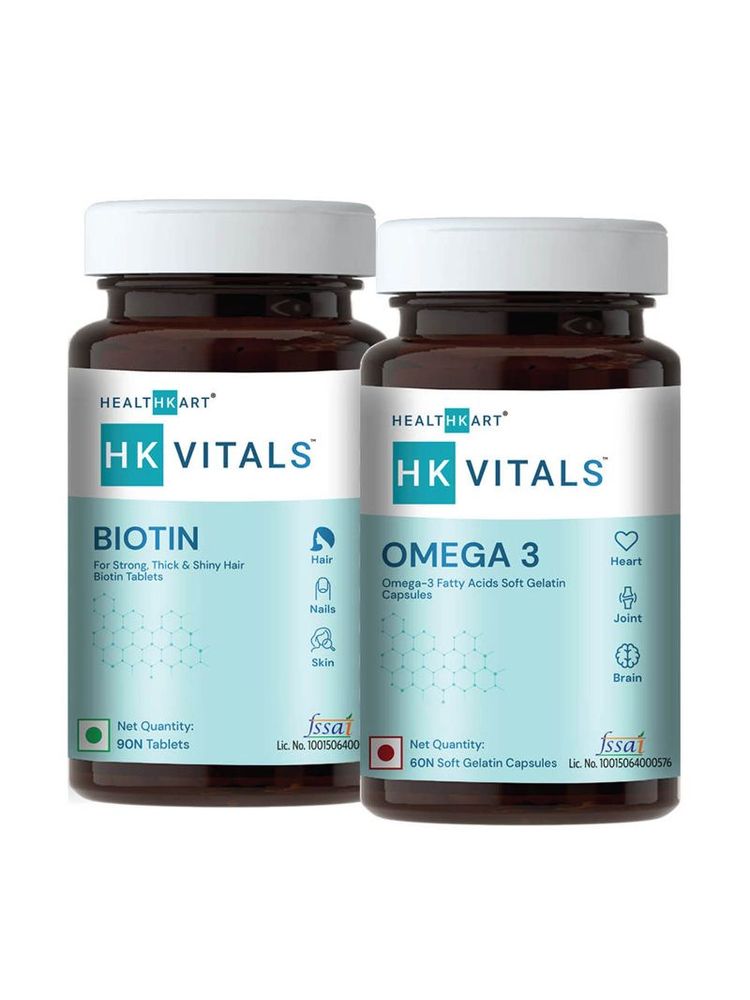 HealthKart HK Vitals Biotin for Hair Skin & Nails, 60 Capsules & Omega-3 Fish Oil, 90 Tablets-picture-20