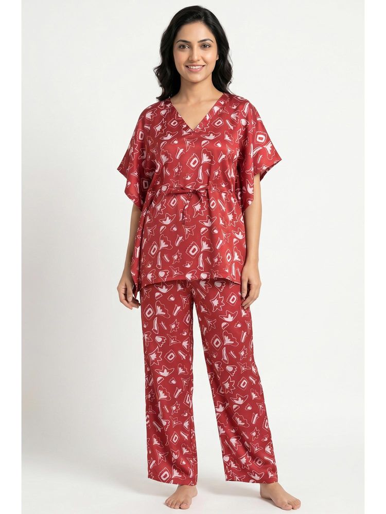 Zivame Satin Kaftan Top with Pyjama - Barbados-picture-16