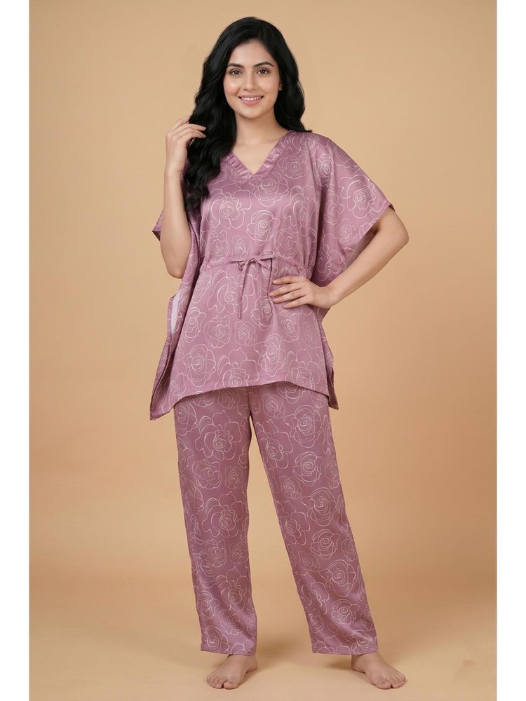 Zivame Satin Kaftan Top with Pyjama - Polignac-picture-15