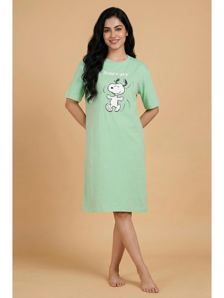 Zivame Knit Cotton Dress - Quiet Green-picture-36