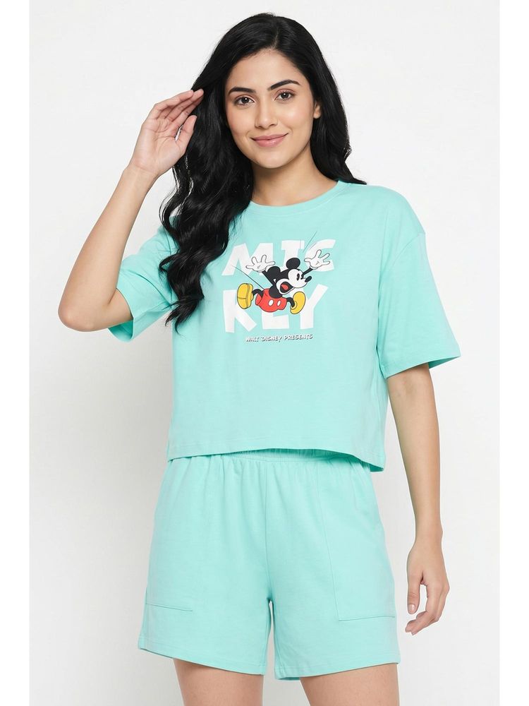 Zivame Mickey And Friends Knit Cotton T-shirt with Shorts - Yucca-picture-22