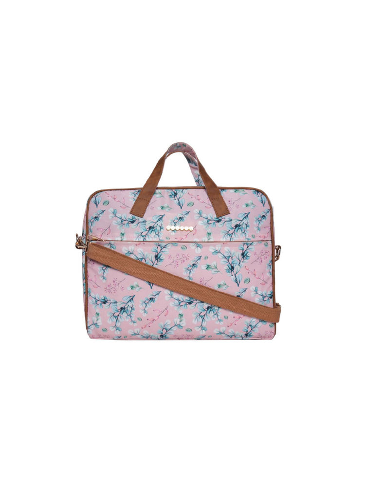 Astrid Floral Printed Laptop Office Bag With Detachable Strap