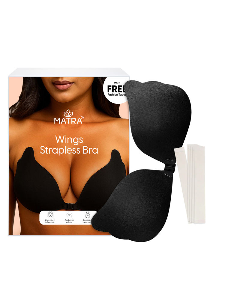 Matra Wings Strapless Bra Invisible Silicone Adhesive Sticky Stick On Black and Free Fashion Tapes-picture-11