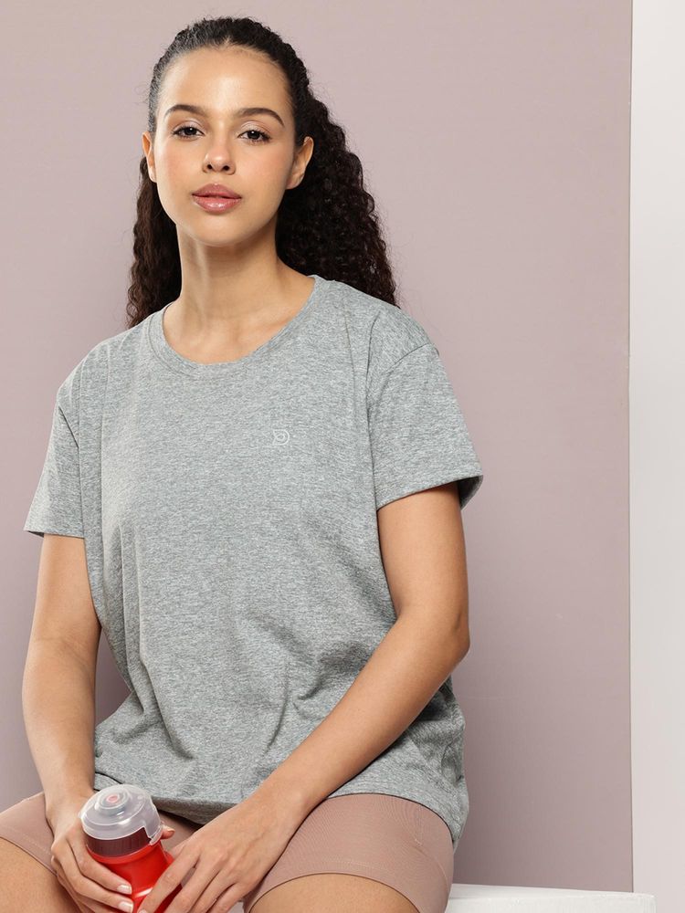 DILLINGER Womens Polyester Plain Boxy Regular Fit Grey T-Shirt-picture-11